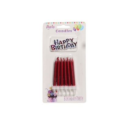 HAPPY BIRTHDAY CANDLES WITH STAND 10 PCS