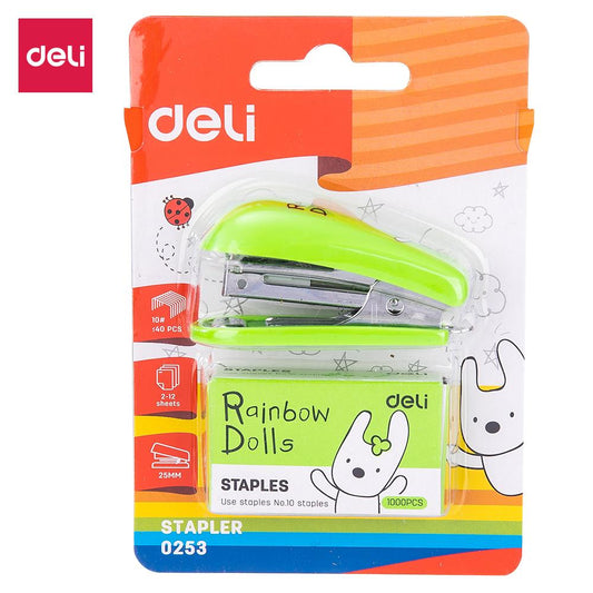 DELI MINI STAPLER 0253 WITH STAPLES