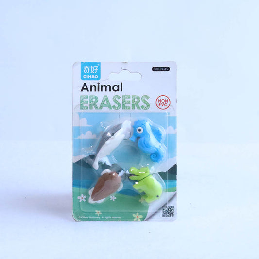 ANIMAL ERASER PACK OF 4 QH-8342