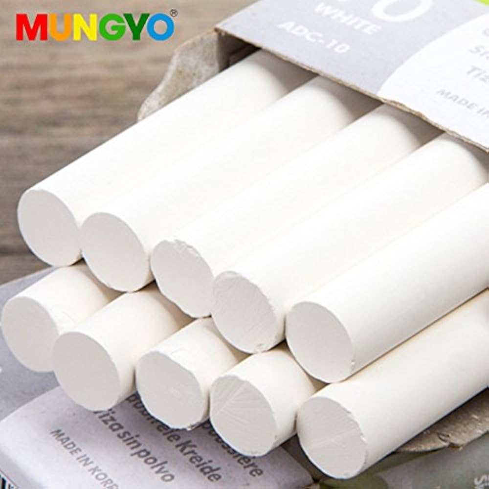 MUNGYO DUSTLESS SMOOTH & CLEAN WHITE CHALK ADC-10 PACK OF 10