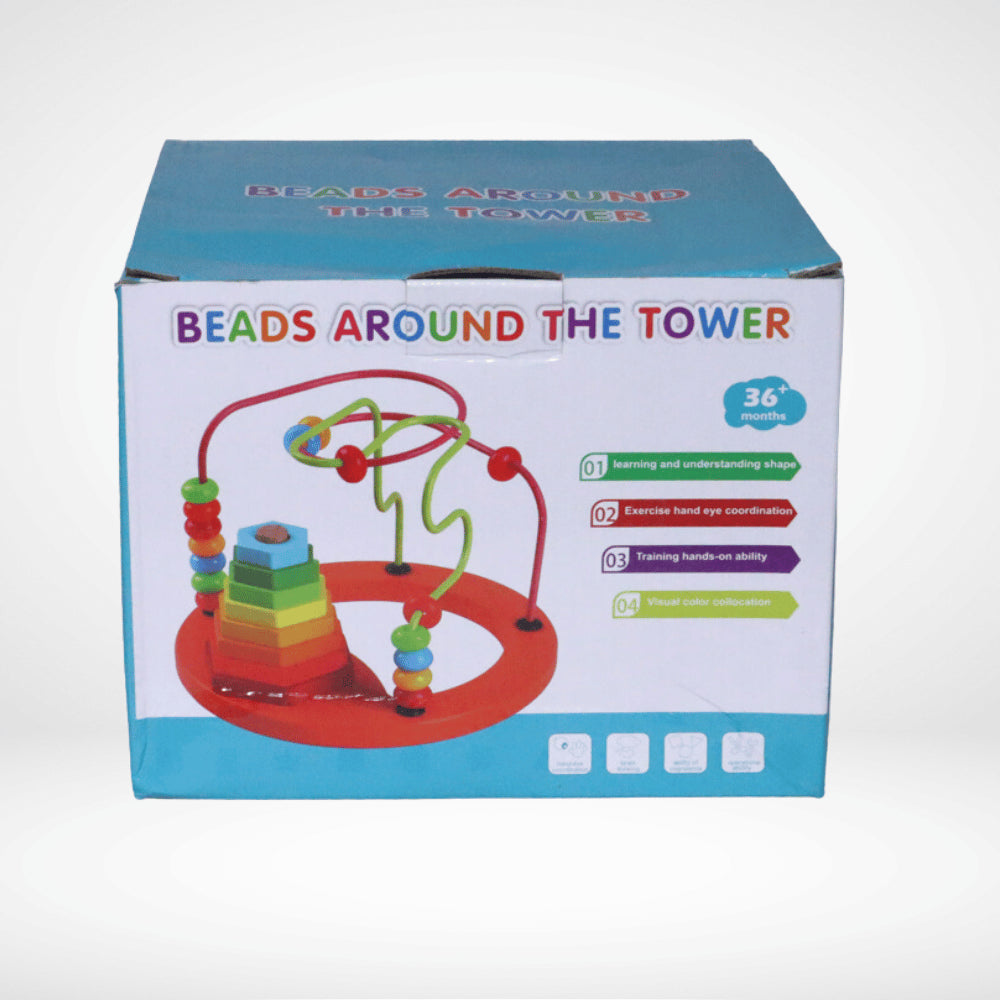 BEADS AROUND THE TOWER WOODEN TOY WP-041