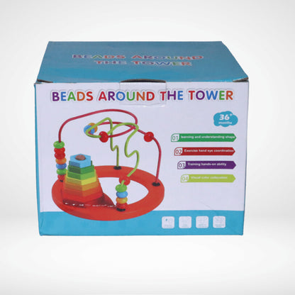 BEADS AROUND THE TOWER WOODEN TOY WP-041