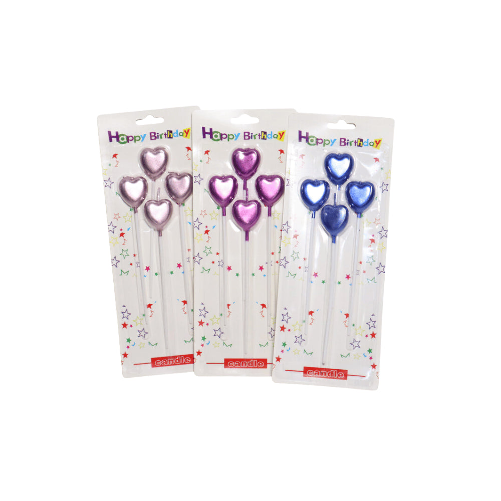 HAPPY BIRTHDAY CANDLE HEART 4PCS