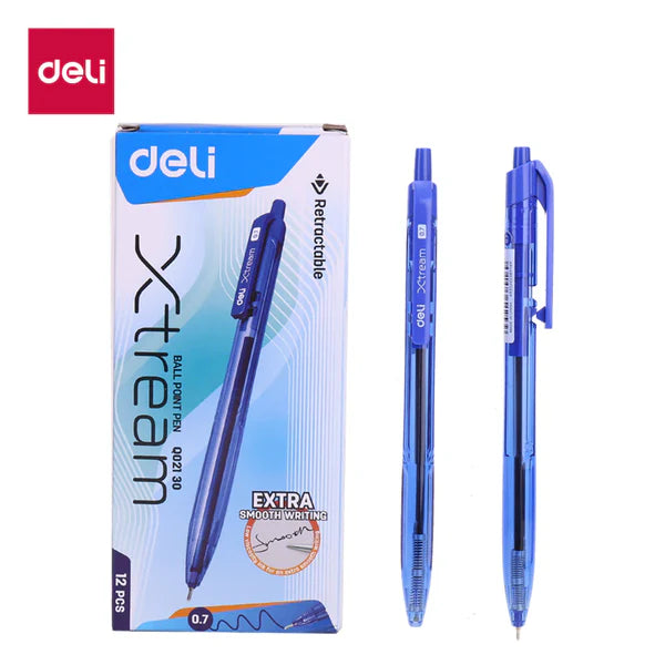 DELI XTREAM BALLPOINT BLUE 0.7mm Q02130 (12 PER BOX)