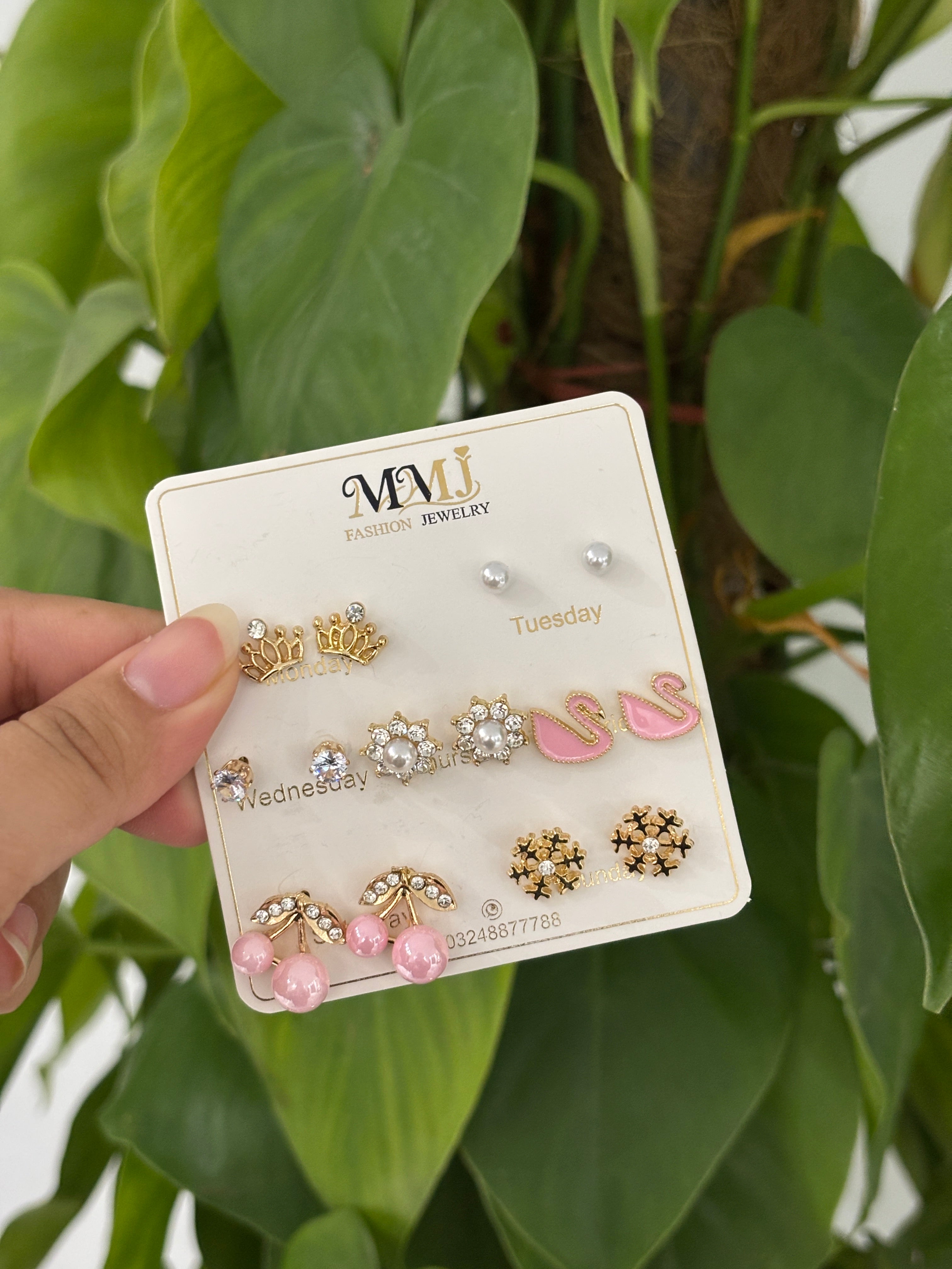 Aurora 7-in-1 Color Stud Earrings Set – Pearl & Swan Multi-Color Collection