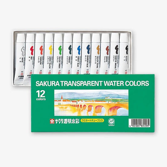 SAKURA TRANSPARENT WATER COLORS 12PCS