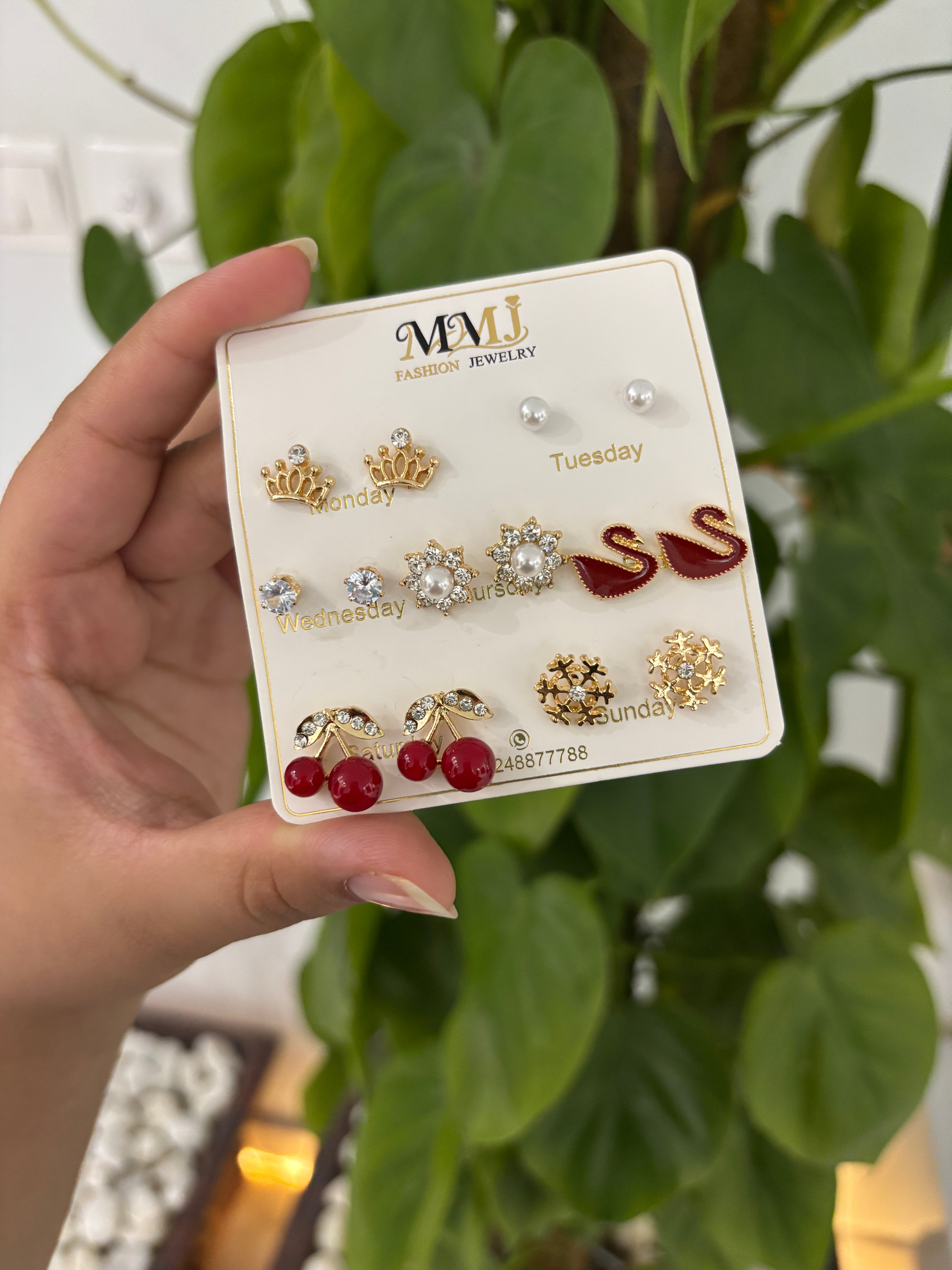 Aurora 7-in-1 Color Stud Earrings Set – Pearl & Swan Multi-Color Collection