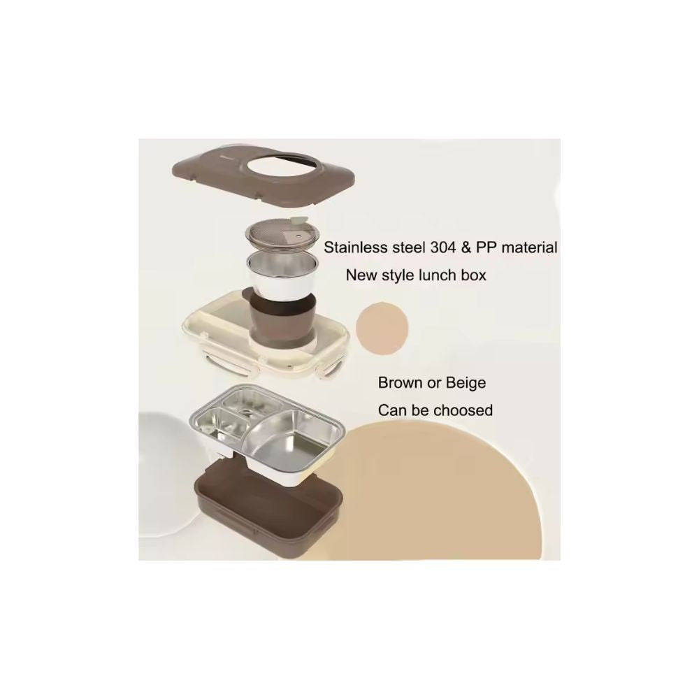 Stainless Steel Lunchbox with Soup Bowl 1100 ml & 3 Compartments