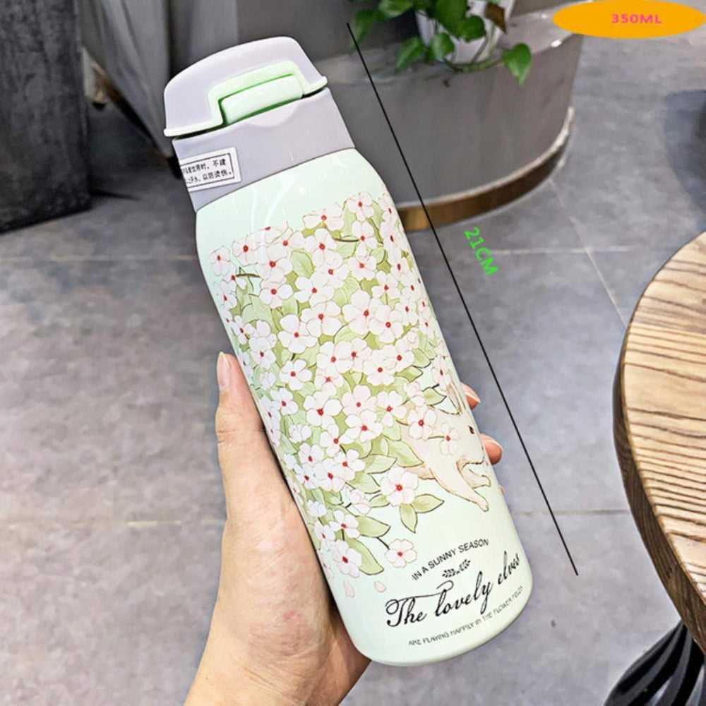 500ml Fashion Stainless Steel 304 Vacuum Flask With Straw Leak-Proof Thermal Water Bottle With Rope