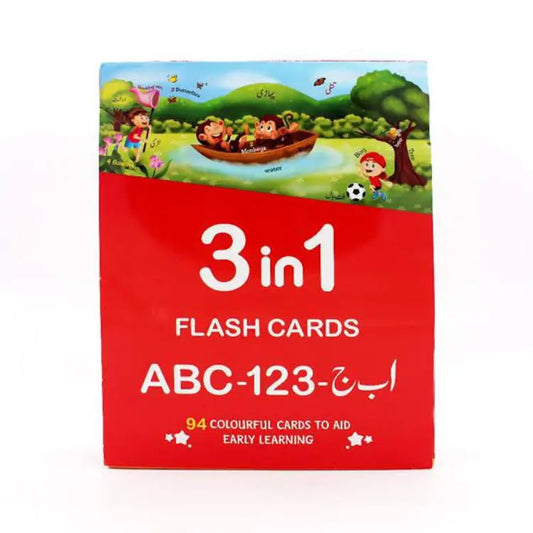 FLASH CARDS 3 IN 1 94 PCS OF ALPHABETS,COUNTING AND URDU LETTERS