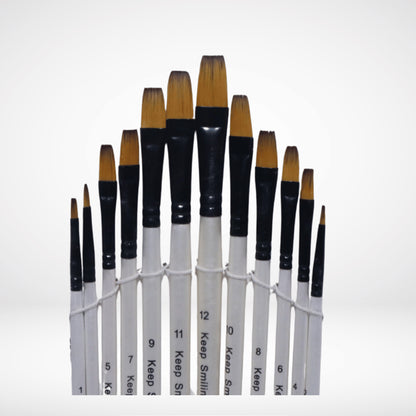 KEEPSMILING ARTIST BRUSHES SET FLAT A6075F 12PCS