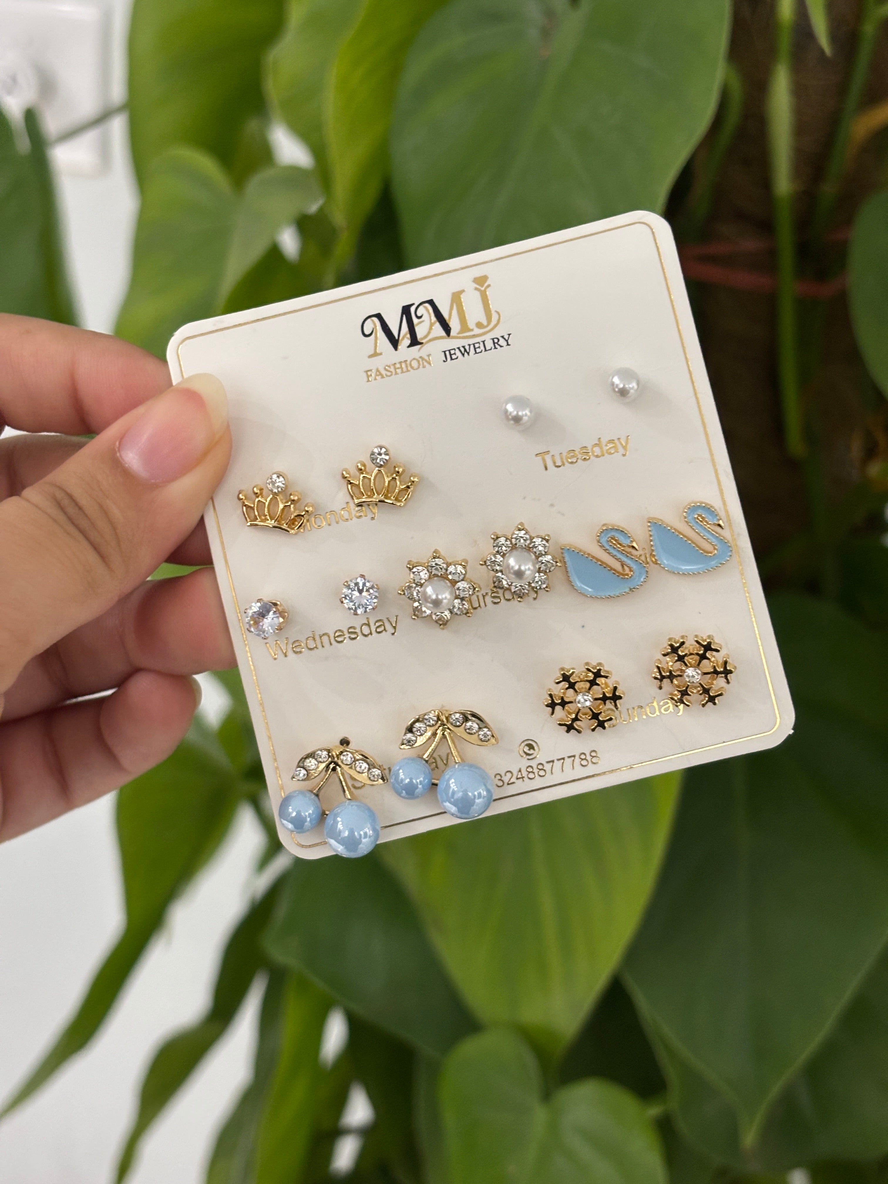 Aurora 7-in-1 Color Stud Earrings Set – Pearl & Swan Multi-Color Collection