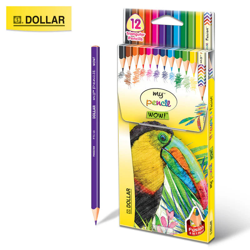 DOLLAR MY PENCIL WOW 12 TRIANGULAR PENCILS PTC13