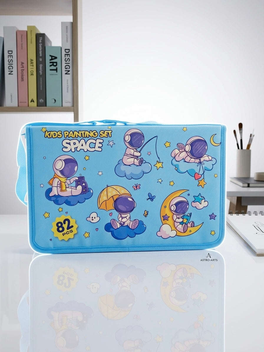 Astronaut & Unicorn Coloring Kit Set 82 Pcs – Art & Craft Box with Markers, Crayons, Paints & Stationery