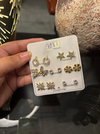 Celeste 7-in-1 Stud Earrings Set (Gold / Silver)