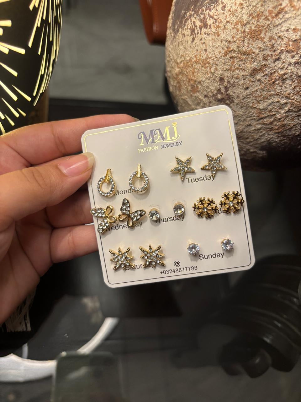 Celeste 7-in-1 Stud Earrings Set (Gold / Silver)