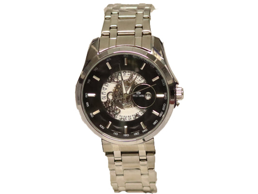 BEST WIN SILVER & BLACK DIAL WRIST WATCH FOR MEN