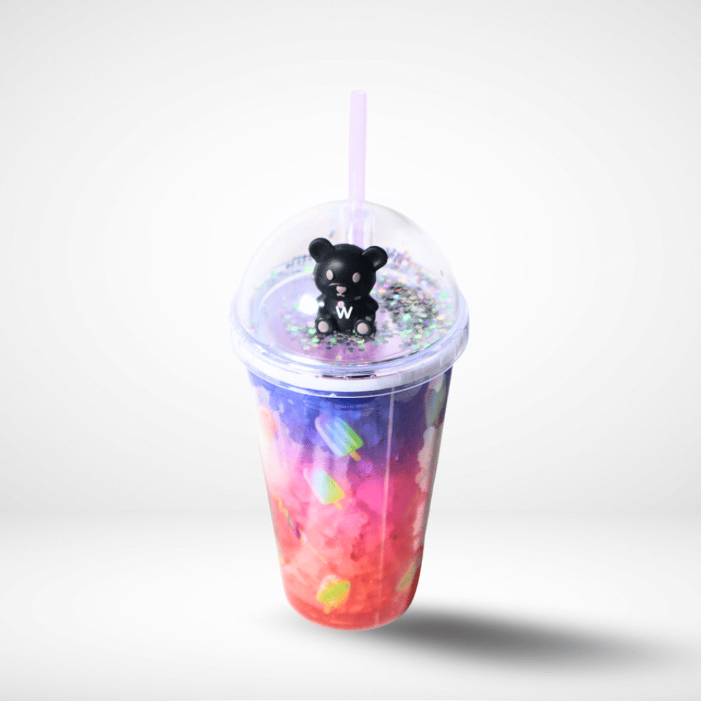 FANCY STRAW GLASS MULTI COLOR ICE CREAM