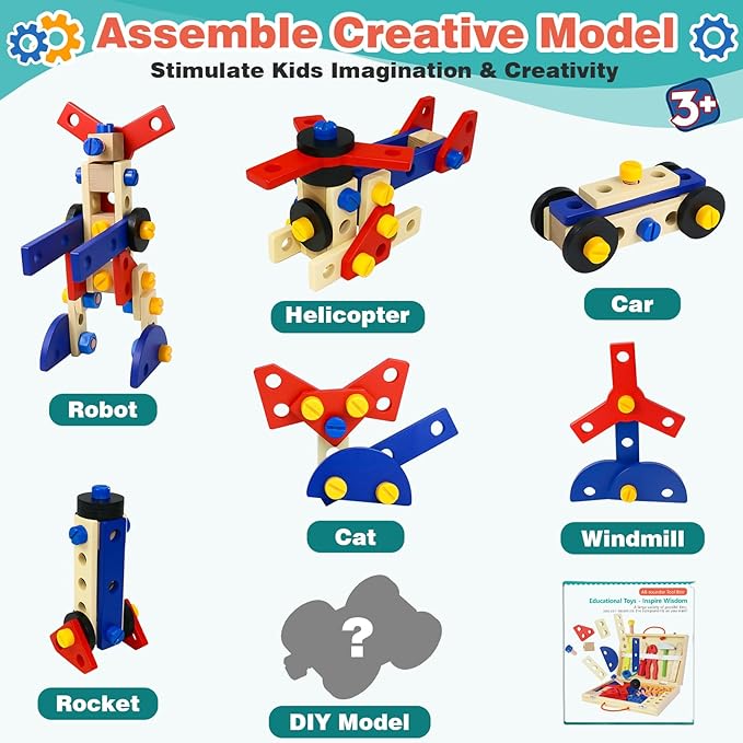 WOODEN TOOL SET FOR KIDS AGE 3+