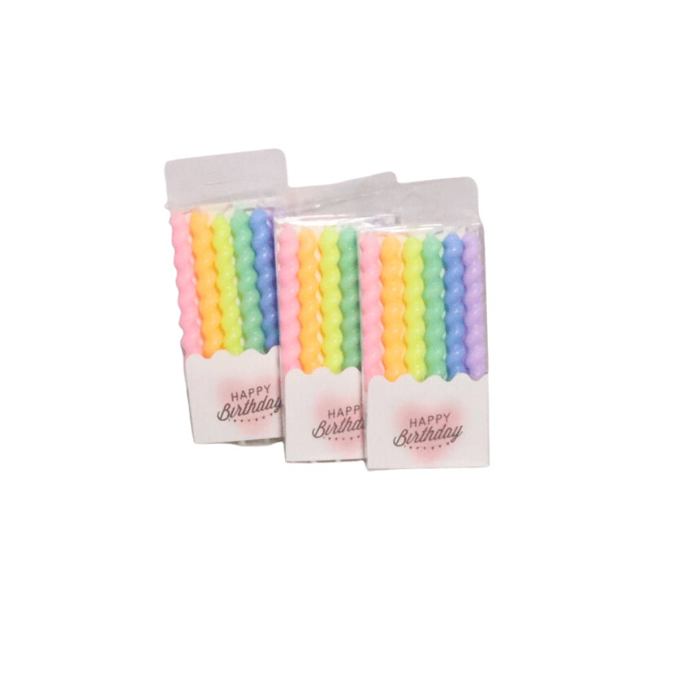 HAPPY BIRTHDAY MINI SPIRAL NEON CANDLES 6 PCS
