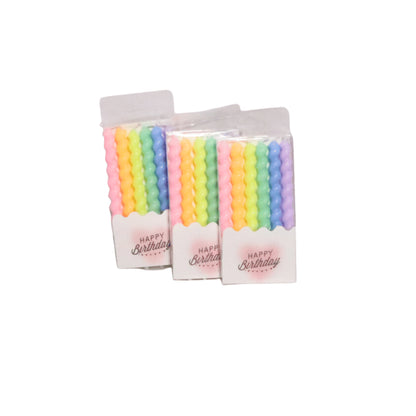 HAPPY BIRTHDAY MINI SPIRAL NEON CANDLES 6 PCS