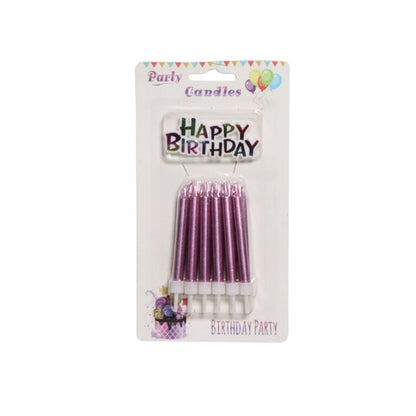 HAPPY BIRTHDAY CANDLES WITH STAND 10 PCS