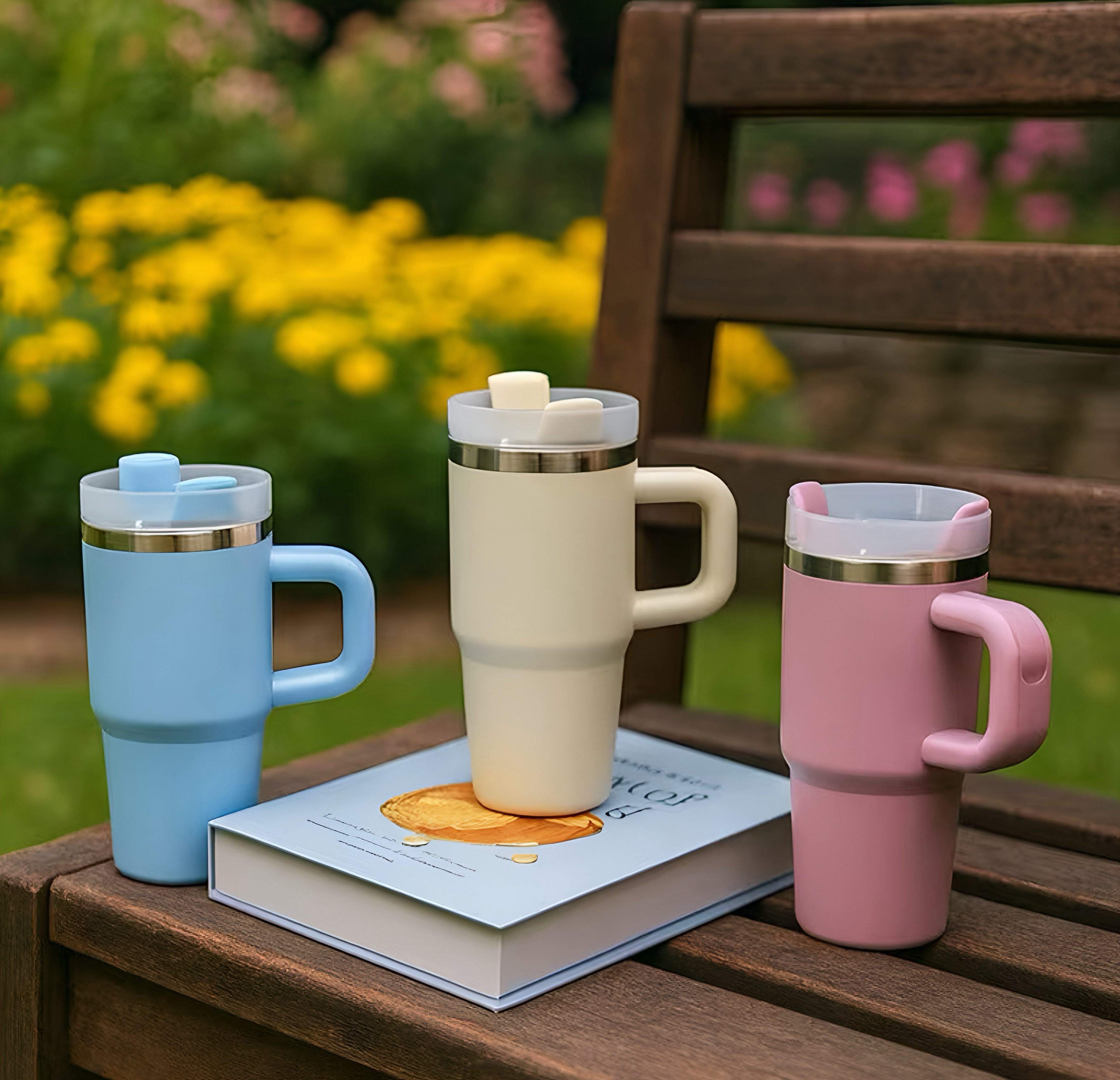 Mini Handle Grip Water Tumbler – Compact Travel Mug with Straw Lid