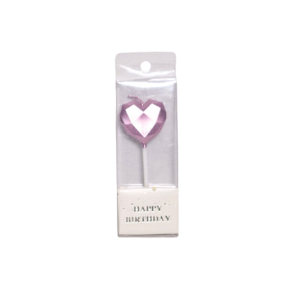 HAPPY BIRTHDAY METALLIC HEART CANDLE STICK