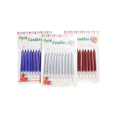 HAPPY BIRTHDAY METALLIC SPIRAL CANDLE WITH STAND 10 PCS