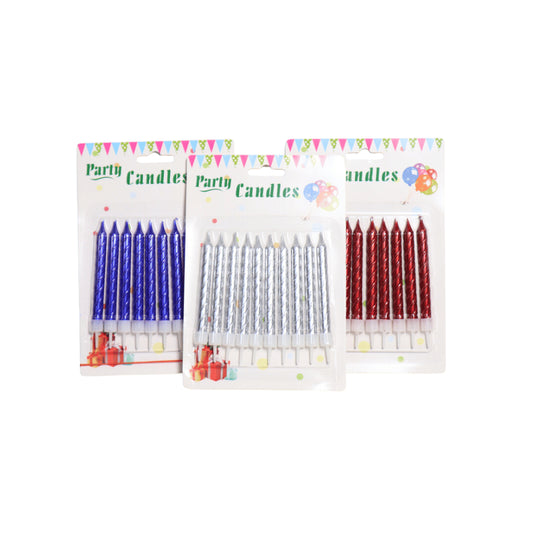 HAPPY BIRTHDAY METALLIC SPIRAL CANDLE WITH STAND 10 PCS