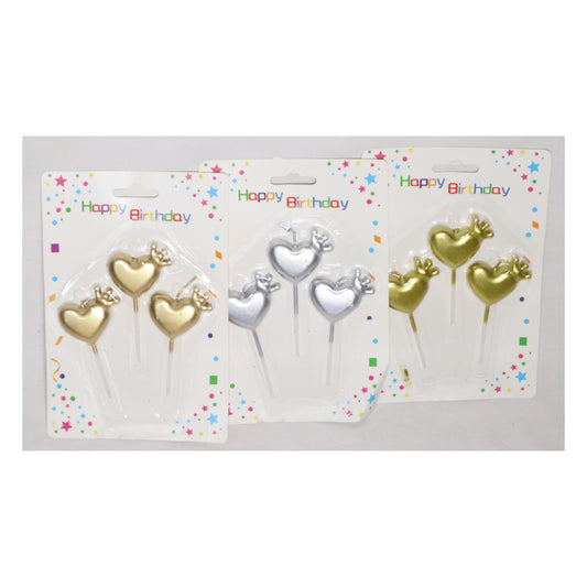 HAPPY BIRTHDAY CANDLE CHROME HEART 3PCS