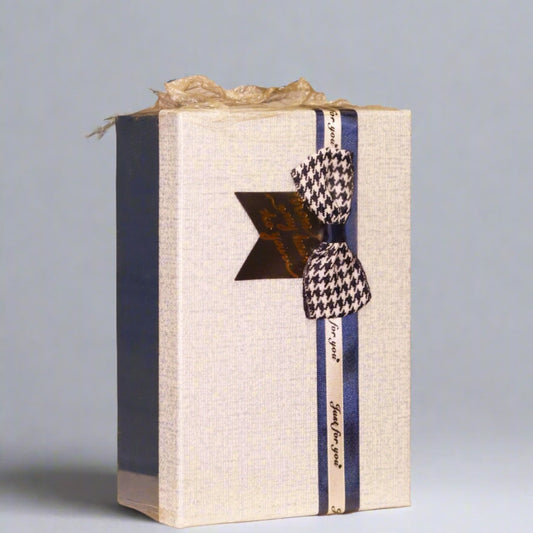 GIFT BOX NAVY BLUE & BLUISH WHITE COVER TEXTURE WITH BOW