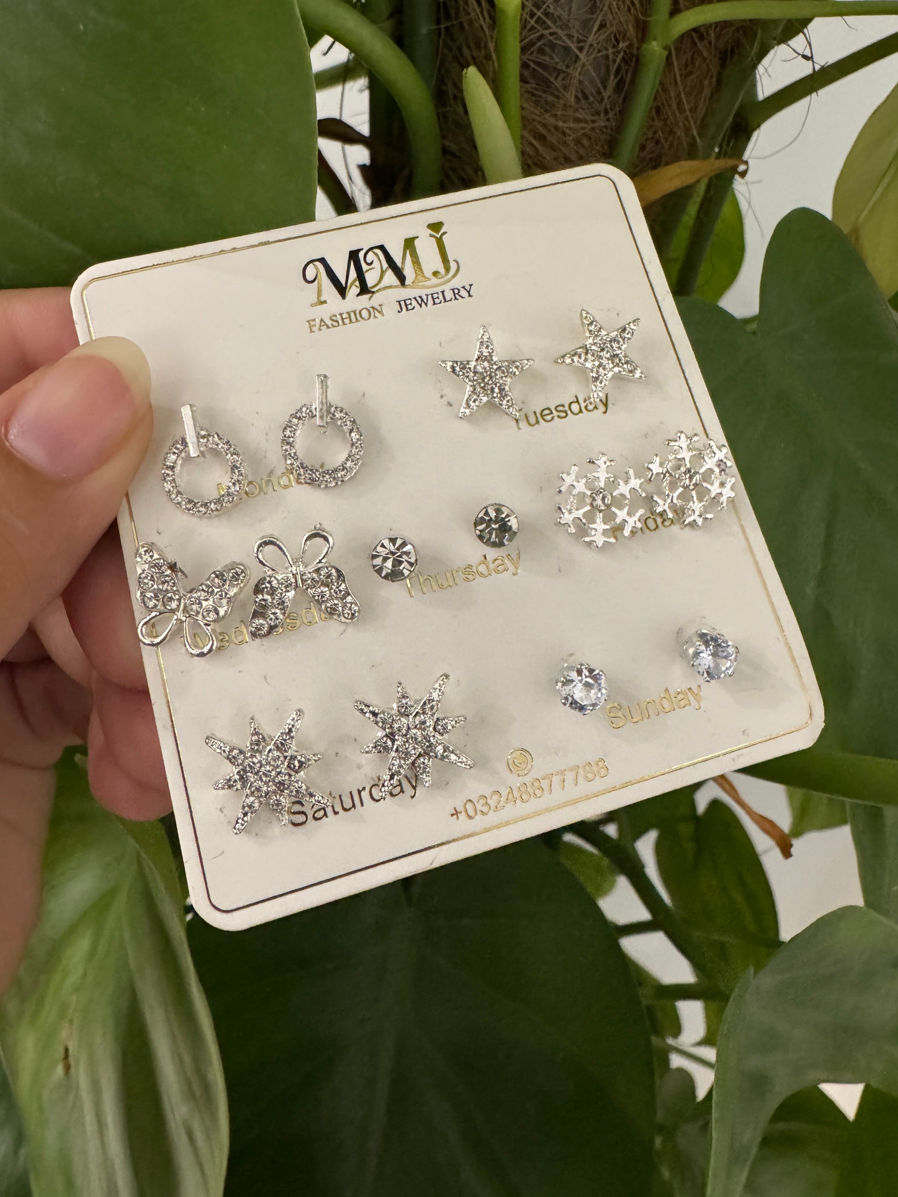 Celeste 7-in-1 Stud Earrings Set (Gold / Silver)