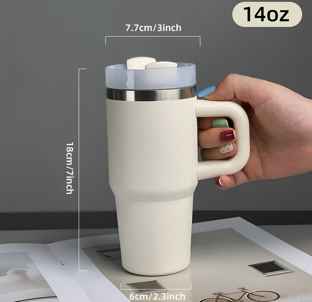 Mini Handle Grip Water Tumbler – Compact Travel Mug with Straw Lid