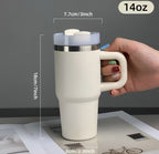 Mini Handle Grip Water Tumbler – Compact Travel Mug with Straw Lid