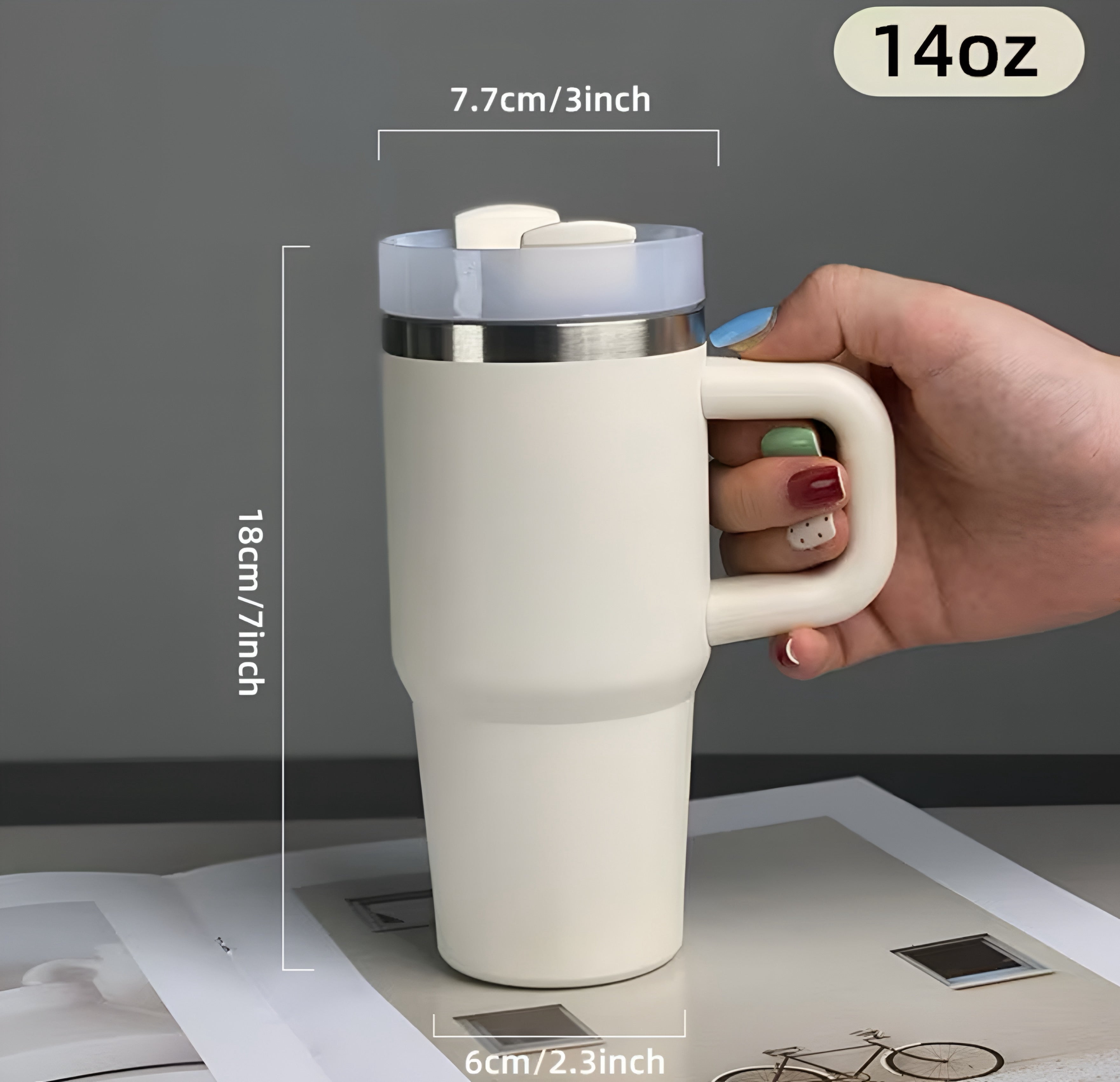 Mini Handle Grip Water Tumbler – Compact Travel Mug with Straw Lid