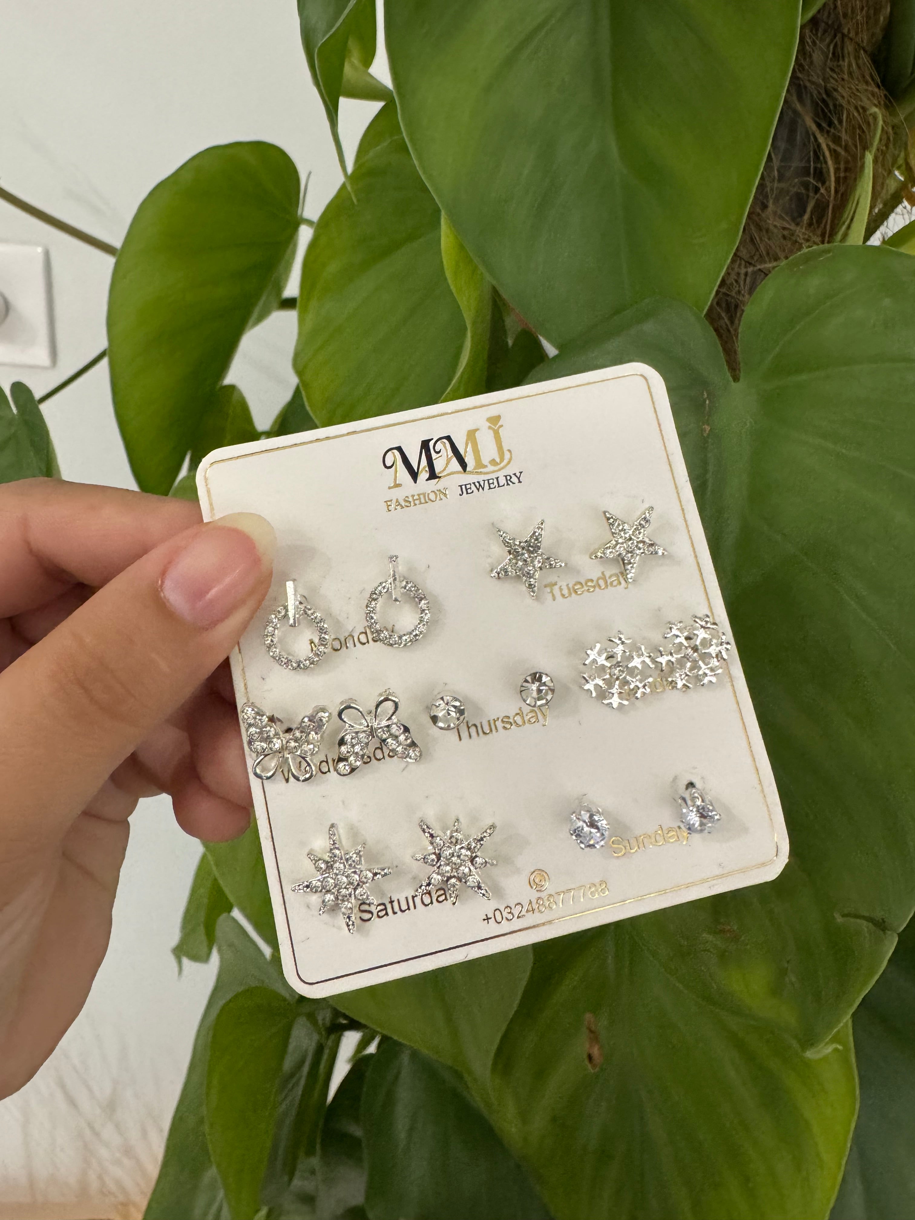 Celeste 7-in-1 Stud Earrings Set (Gold / Silver)