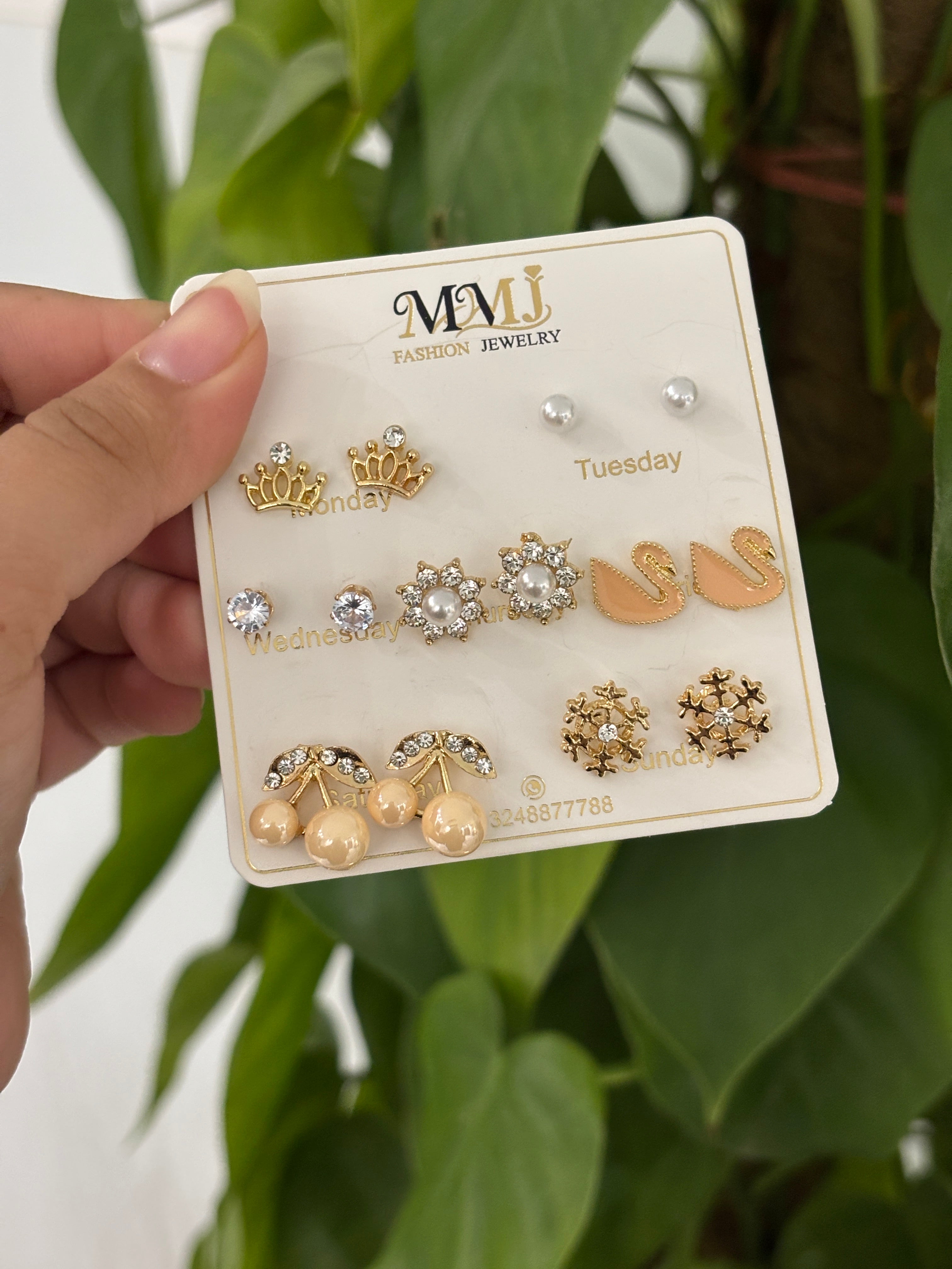Aurora 7-in-1 Color Stud Earrings Set – Pearl & Swan Multi-Color Collection