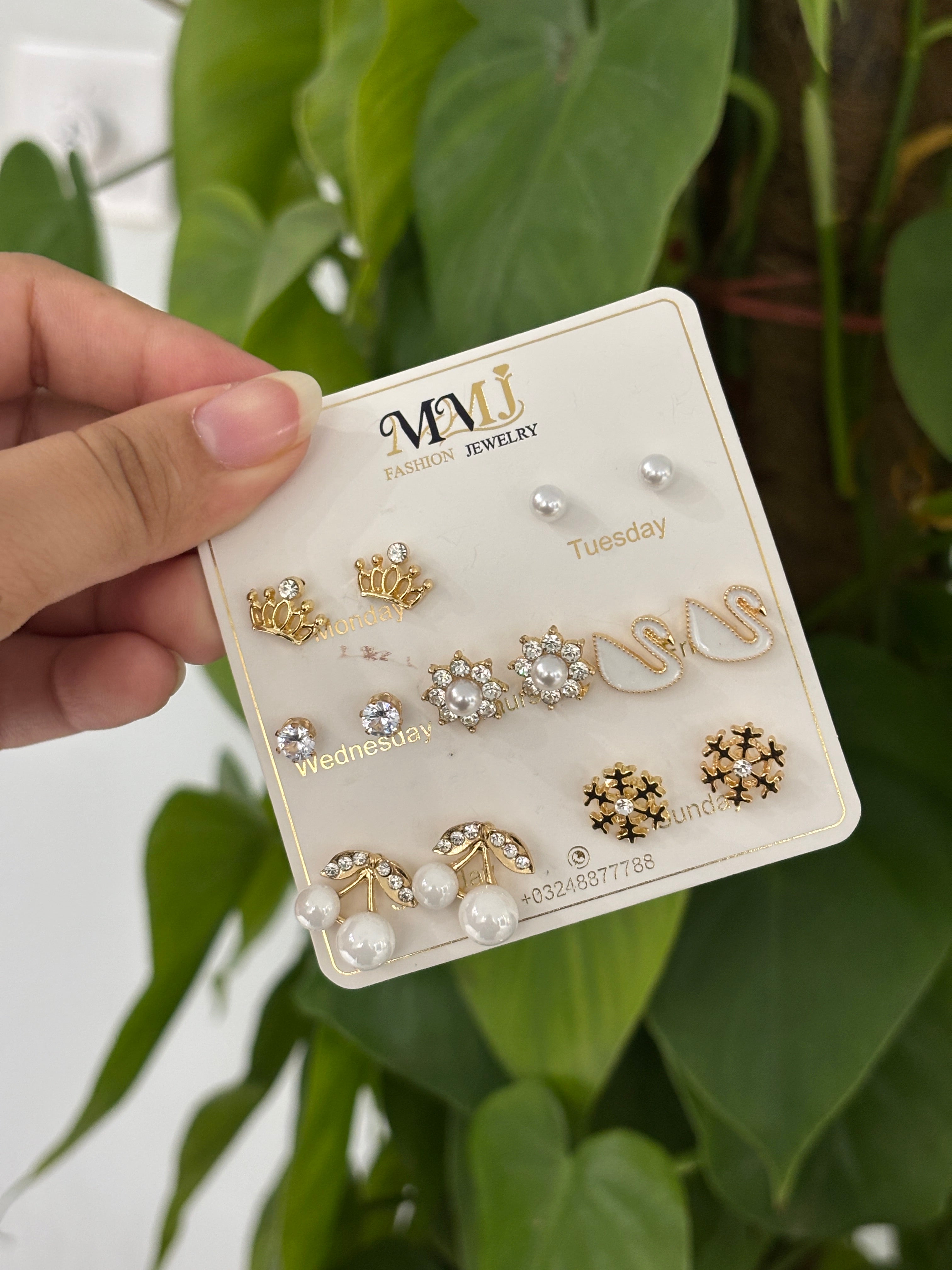 Aurora 7-in-1 Color Stud Earrings Set – Pearl & Swan Multi-Color Collection