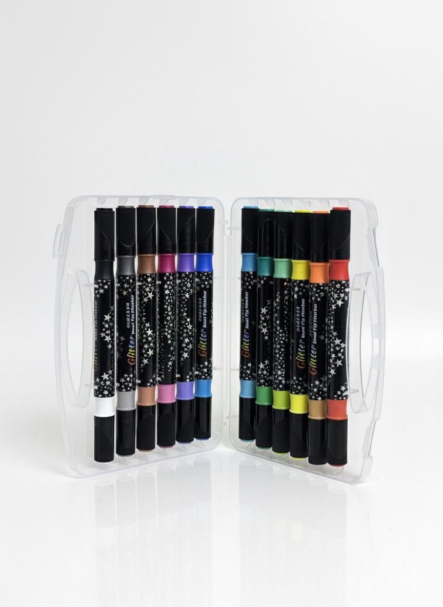 Ruibrand Dual Tip Glitter Markers Pack of 12 24 Colors