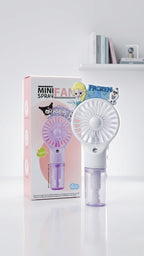 Kuromi Rechargeable Hand Fan with Mist Spray – Mini USB Portable Cooling Fan | Compact Dual Cooling Summer Essential