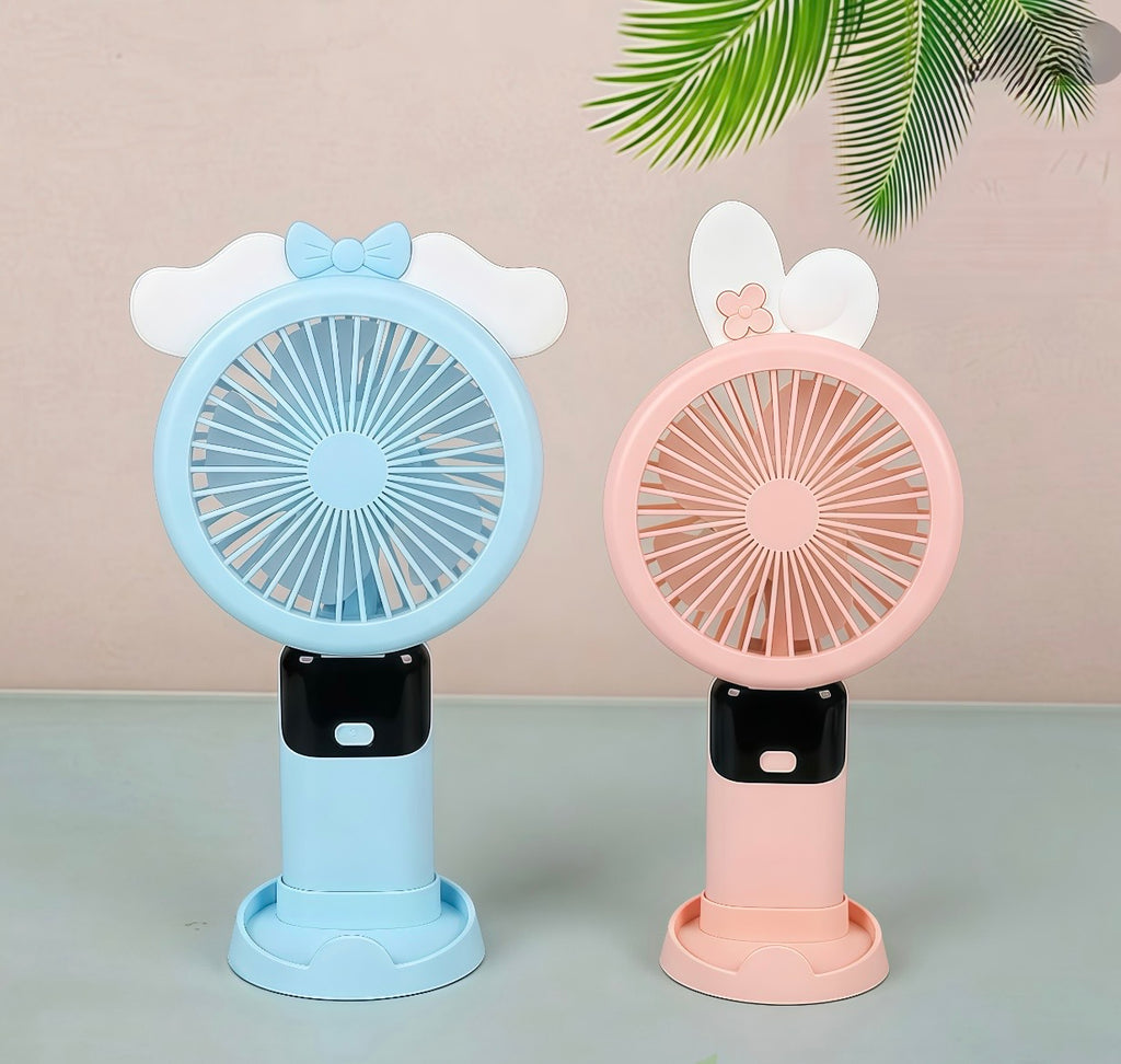 Rechargeable Portable Hand Fan (6835) – Mini USB Cooling Fan with Stand & Light. Compact & Stylish Summer Essential