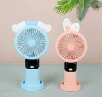 Rechargeable Portable Hand Fan (6835) – Mini USB Cooling Fan with Stand & Light. Compact & Stylish Summer Essential