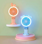 Rechargeable Portable Hand Fan (6835) – Mini USB Cooling Fan with Stand & Light. Compact & Stylish Summer Essential