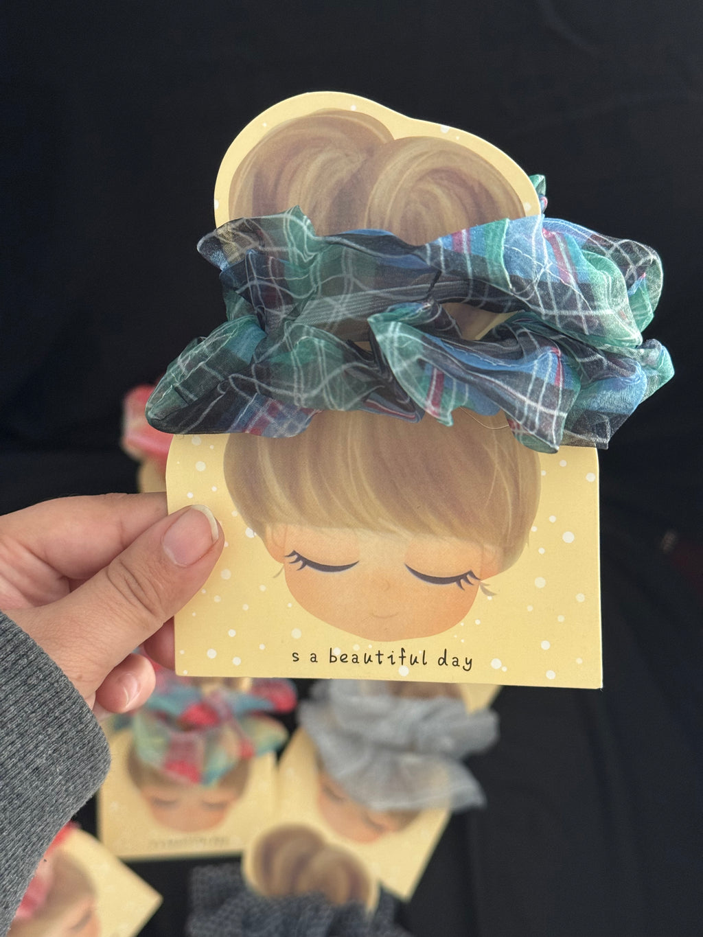 Pair of Soft Fabric Scrunchies on a Cute Card