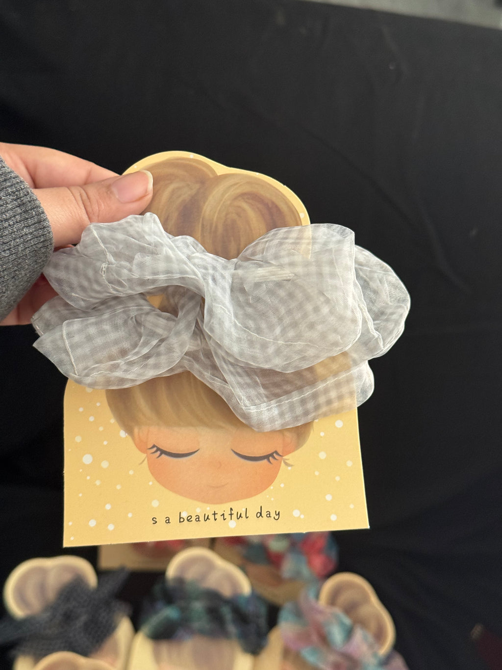 Pair of Soft Fabric Scrunchies on a Cute Card