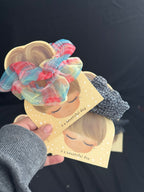 Pair of Soft Fabric Scrunchies on a Cute Card