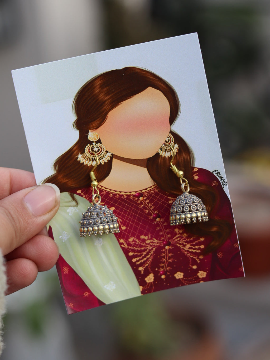 Festive Eid Jumka Set on Creative Card. Earring Set For Gifting