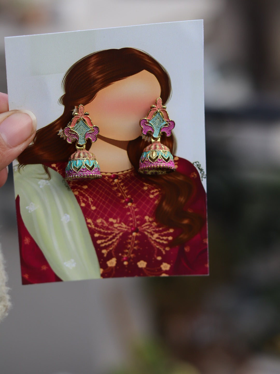 Festive Eid Jumka Set on Creative Card. Earring Set For Gifting