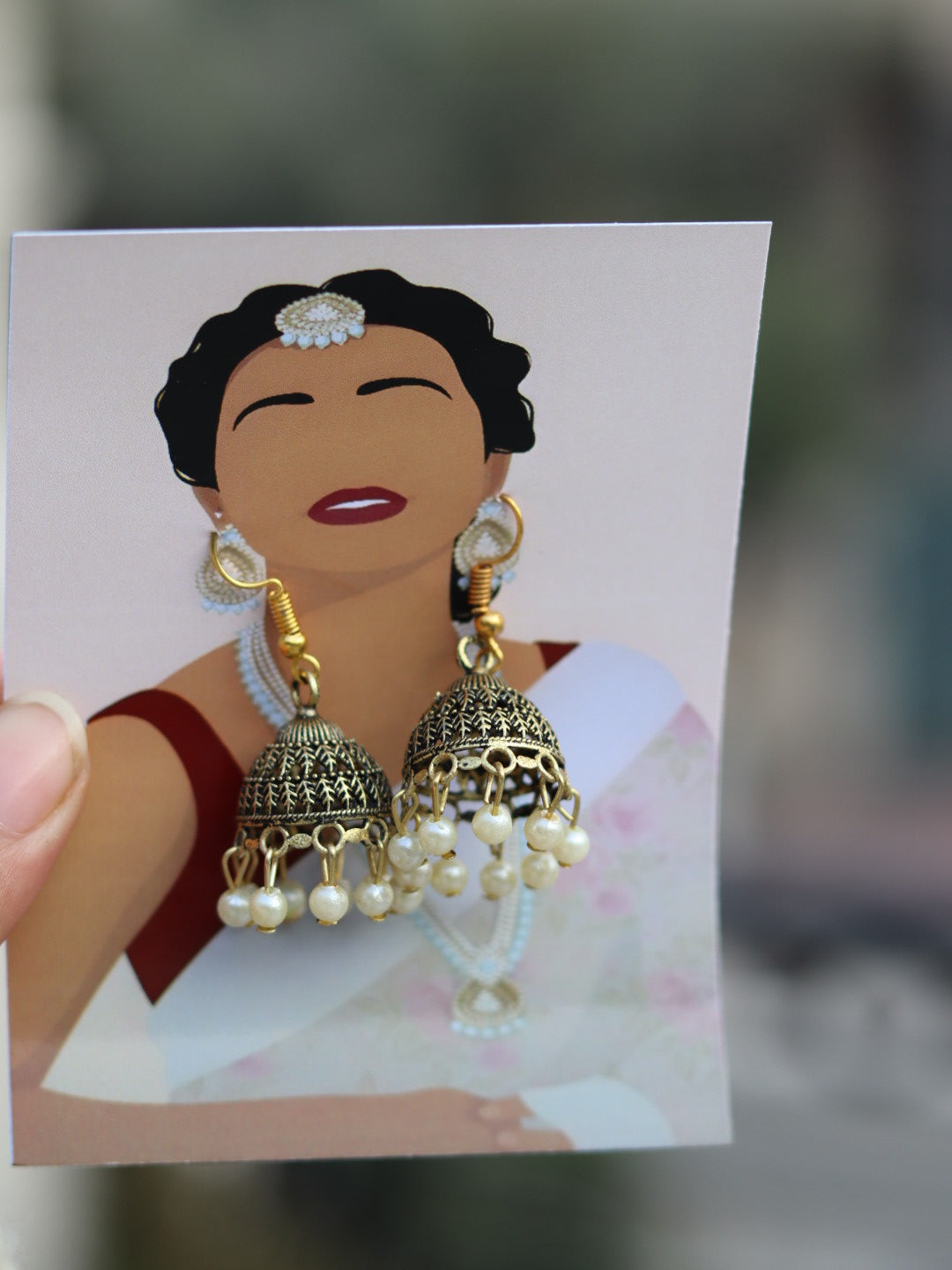 Festive Eid Jumka Set on Creative Card. Earring Set For Gifting